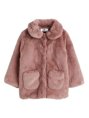 H&M girls size 8 faux fur coat